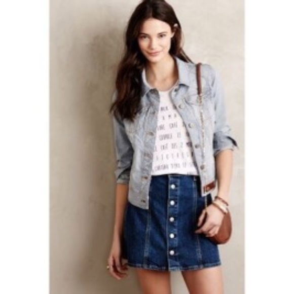 Anthropologie Pilcro Railroad Stripe Denim Jacket - Picture 2 of 5